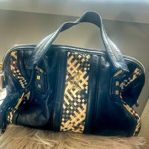 Lamb Leather Tote with Gold Detail Excellent Condition